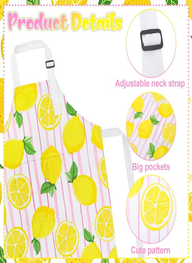 XLSXEXCL Lemonade Stand Supplies, 2 Pack Lemon Kids Aprons with Pockets, 2 Lemonade Banners Posters with Stickers, Lemon Party Decorations for Summer Birthday Baby Shower Party Supplies - Image 3