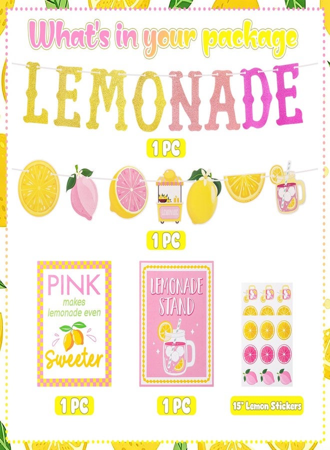 XLSXEXCL Lemonade Stand Supplies, 2 Pack Lemon Kids Aprons with Pockets, 2 Lemonade Banners Posters with Stickers, Lemon Party Decorations for Summer Birthday Baby Shower Party Supplies - Image 4