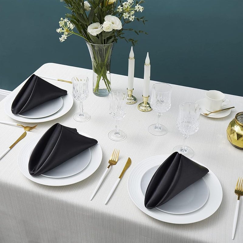 مناديل عشاء قطنية باللون الأزرق البحري 10 قطع - مناديل مربعة ناعمة وماصة للمناسبات - Image 4