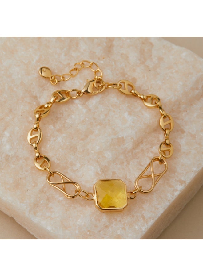 NOORISH Geometric Square Pendant Bracelet, 18K Gold Plated Chain Link, Light Luxury Minimalist Hand Jewelry for Women, INS Style Gift - Image 2