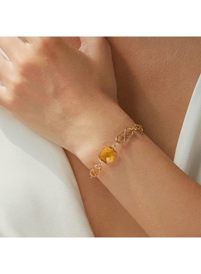 NOORISH Geometric Square Pendant Bracelet, 18K Gold Plated Chain Link, Light Luxury Minimalist Hand Jewelry for Women, INS Style Gift - Image 4