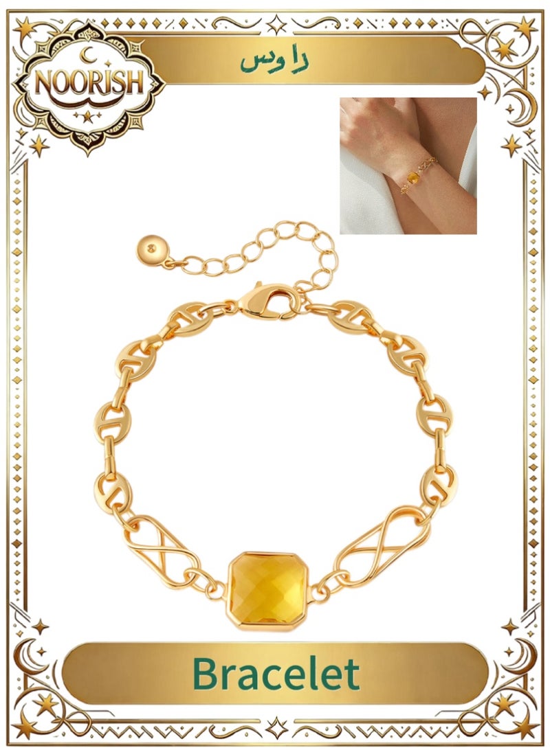 NOORISH Geometric Square Pendant Bracelet, 18K Gold Plated Chain Link, Light Luxury Minimalist Hand Jewelry for Women, INS Style Gift - Image 1