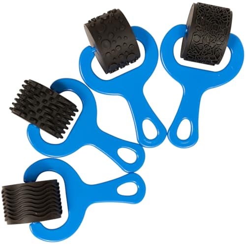 READY 2 LEARN Paint and Dough Explorers 4 Patterns Set 1 Original Colors Chunky Texture Rollers for Kids Paint Ink and Play Dough Accessories - Image 1