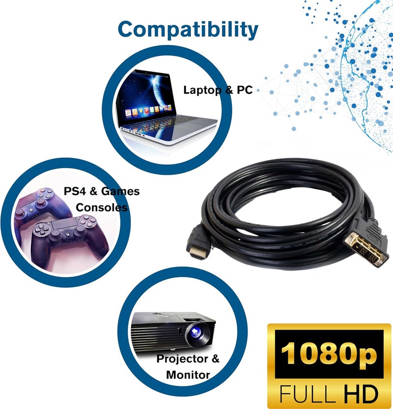 C2G Legrand - DVI to HDMI Cable, DVI-D Male to HDMI Male, Black HDMI Adapter Cable, 2 Meter (6.56 Feet) Bi-Directional Adapter Cable, 1 Count, 42516 - Image 5