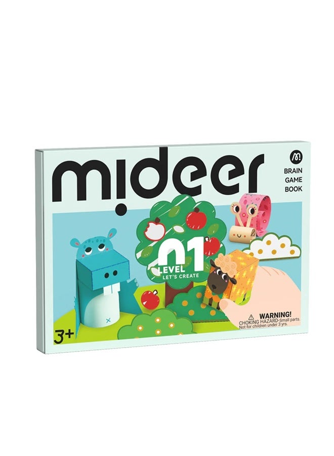 MiDeer Brain Game Book Let’s Create Level 1 – Creative Craft Activity Book for Kids Age 3+, Educational Art & Craft Workbook with Folding, Cutting, Sticking & Coloring Activities, Early Learning Skill Development - Image 2
