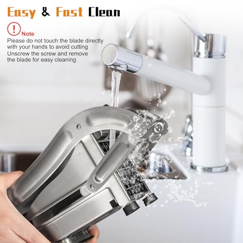 COOK A FUTURE French Fry Cutter, Stainless Steel Potato Cutter, Potato Slicer, Includes 2 Blade Size Cutter Options and No-Slip Suction Base, Perfect for use with Air Fryer - Image 5