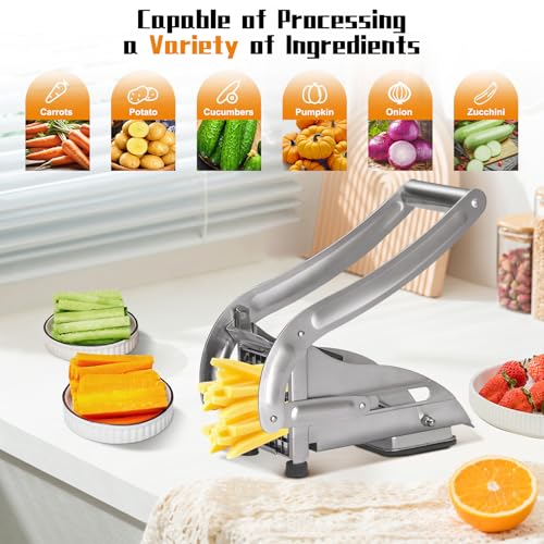 COOK A FUTURE French Fry Cutter, Stainless Steel Potato Cutter, Potato Slicer, Includes 2 Blade Size Cutter Options and No-Slip Suction Base, Perfect for use with Air Fryer - Image 4