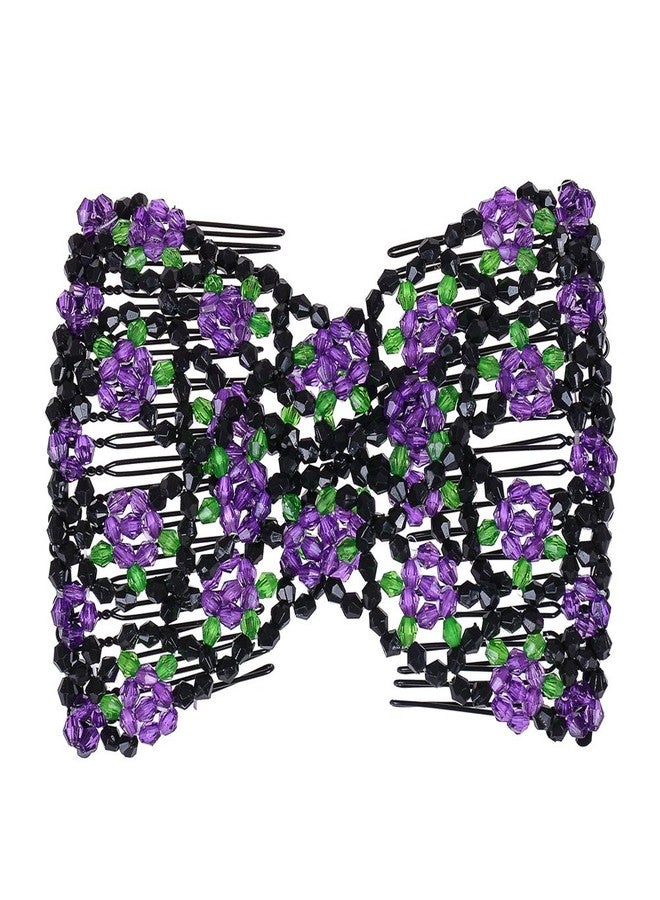 LOVEF 6 Pcs Effortless Beauty Stretchable Double Combs Upzing Medium Magic Beaded Double Hair Clips Hair Jewelry Assorted Color and Design - Image 4