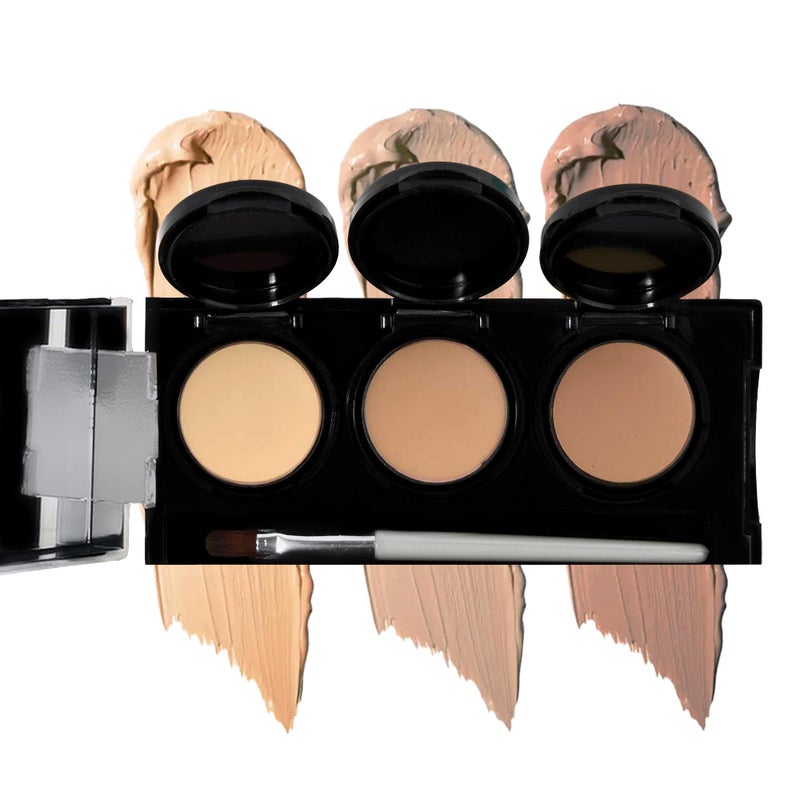 dermaflage Full Coverage Concealer Palette, Waterproof Concealer Cream, 3 Colors + Brush, by Dermaflage - Image 1