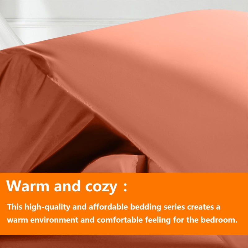 TAIMIT Burnt Orange King Comforter Set - 7 Pieces, Bed in a Bag Bedding Sets with All Season Soft Quilted Warm Fluffy Comforter,Flat Sheet,Fitted Sheet,2 Pillow Shams,2 Pillowcases - Image 2