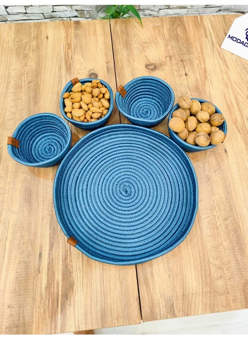 Wicker, Jute, 5 Piece, Presentation Cookie Set, Presentation Container with Tray