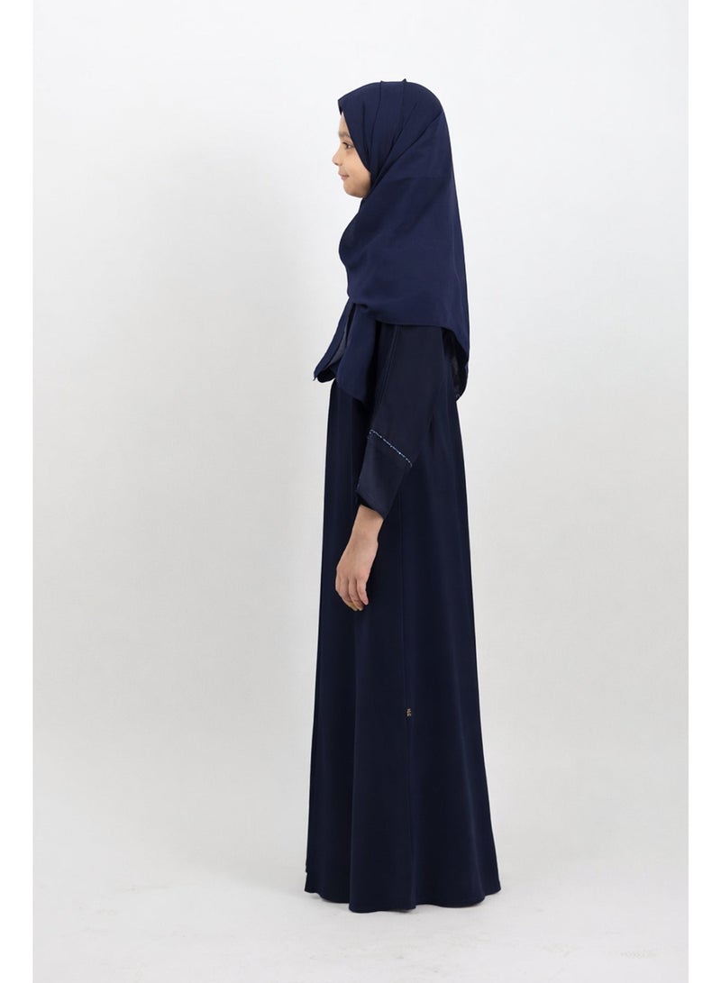 جميلة عباية لؤلؤة كحلية مطرزة للفتيات - Image 4