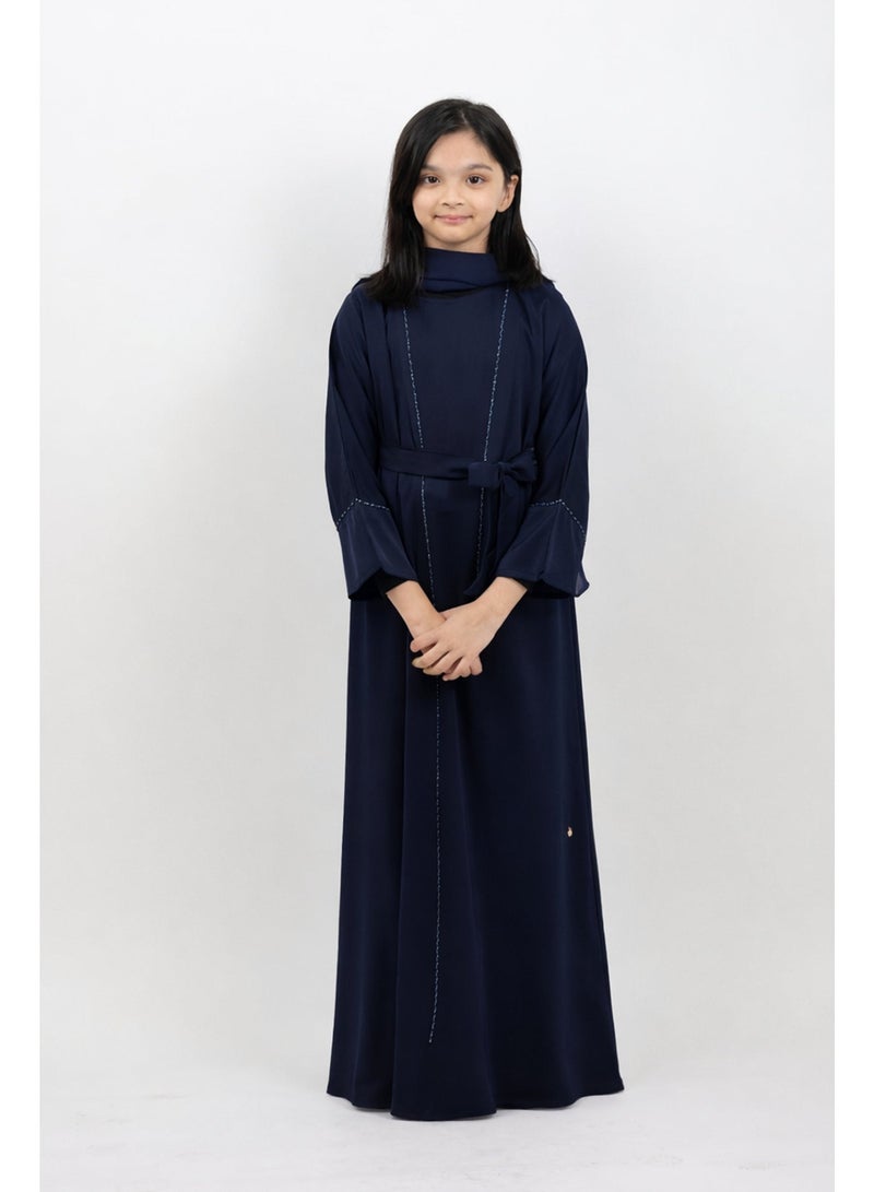 جميلة عباية لؤلؤة كحلية مطرزة للفتيات - Image 1