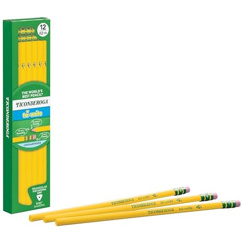 Ticonderoga Tri-Write Wood-Cased Pencils, 2HB Soft, Yellow, 12 Count - Image 5