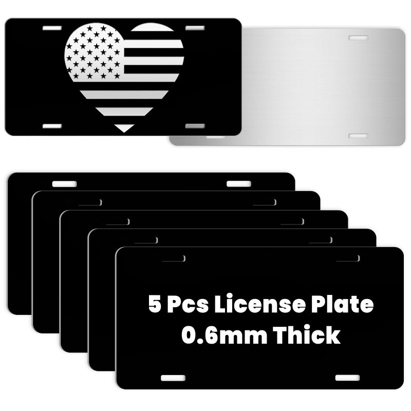 AceSubli 5 Pcs Black License Plate Blanks Metal Aluminum License Plate for Laser Engraving Vinyl UV Printing 6x12 Inch Metal Front Car Tag Sign Blanks for Custom Design Gift Thickness 06mm - Image 2