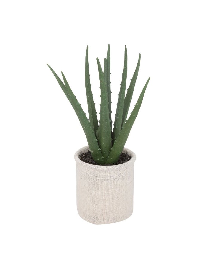 atmosphera Easy Maintenance Realistic Looking Artificial Aloe Vera Plant with Pot Green and White 29 cm 193791 - Image 1