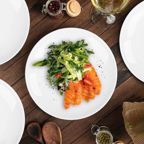 Coobbar Melamine Dinner Plates Set - 8 Pcs Break-Resistant White Melamine Salad Plates, Shatterproof Dinnerware for Indoor & Outdoor Use, Lightweight, Stackable & Dishwasher Safe (9 Inches) - Image 3
