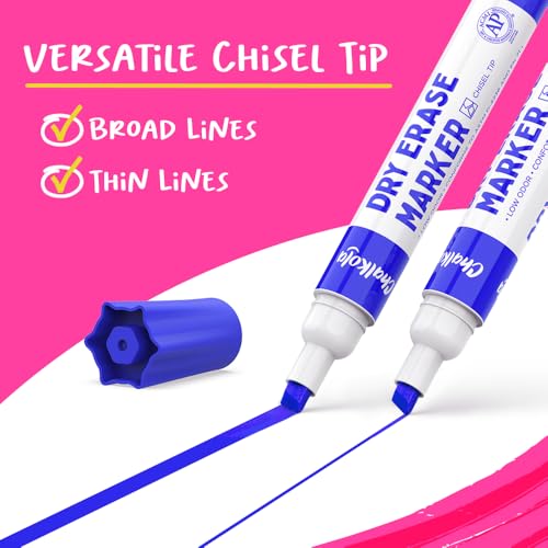 Chalkola Dry Erase Markers Chisel Tip 15 Pack 12 Colors Dry Erase Pens Non toxic Low odor Whiteboard Markers for Kids Teachers Office School Classroom Supplies Accessories - Image 3