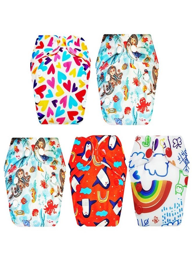 حفاضات قماشية فاخرة من دمبلدو للأطفال حديثي الولادة مع ماصة مدمجة (عبوة من 5) | ناعمة ولطيفة | مانعة للتسرب | مناسبة للسفر | مثالية للأطفال الصغار | من 0 إلى 4 أشهر | للجنسين - Image 1