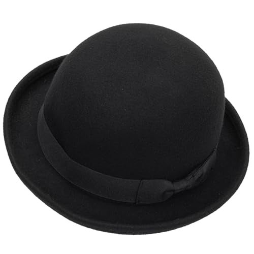 Mawjom Pokie Pie Bowler Derby Hat - Classic Wool Short Brim Trilby Fedora Hat for Men Women (S/M) (Wool Black A) - Image 5