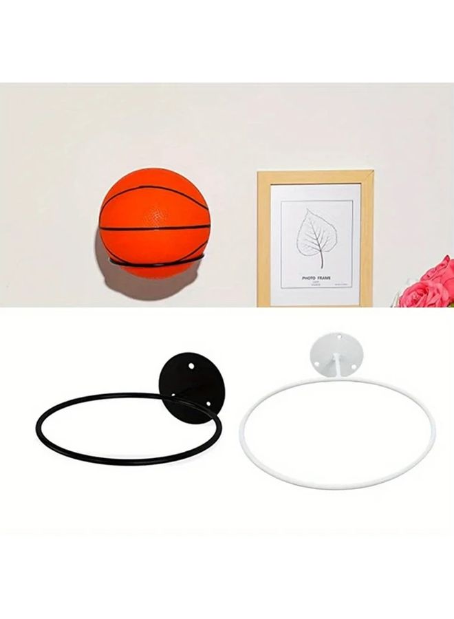 Black Heavy Duty Wall Mounted Basketball Football Rack 2pcs Vertical Storage Shelf - Image 5
