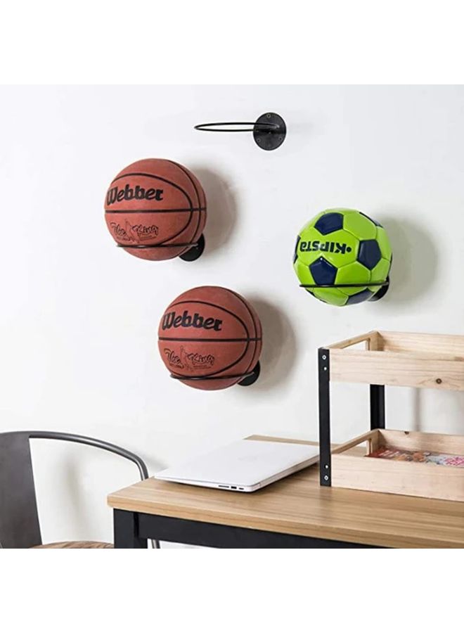 Black Heavy Duty Wall Mounted Basketball Football Rack 2pcs Vertical Storage Shelf - Image 4