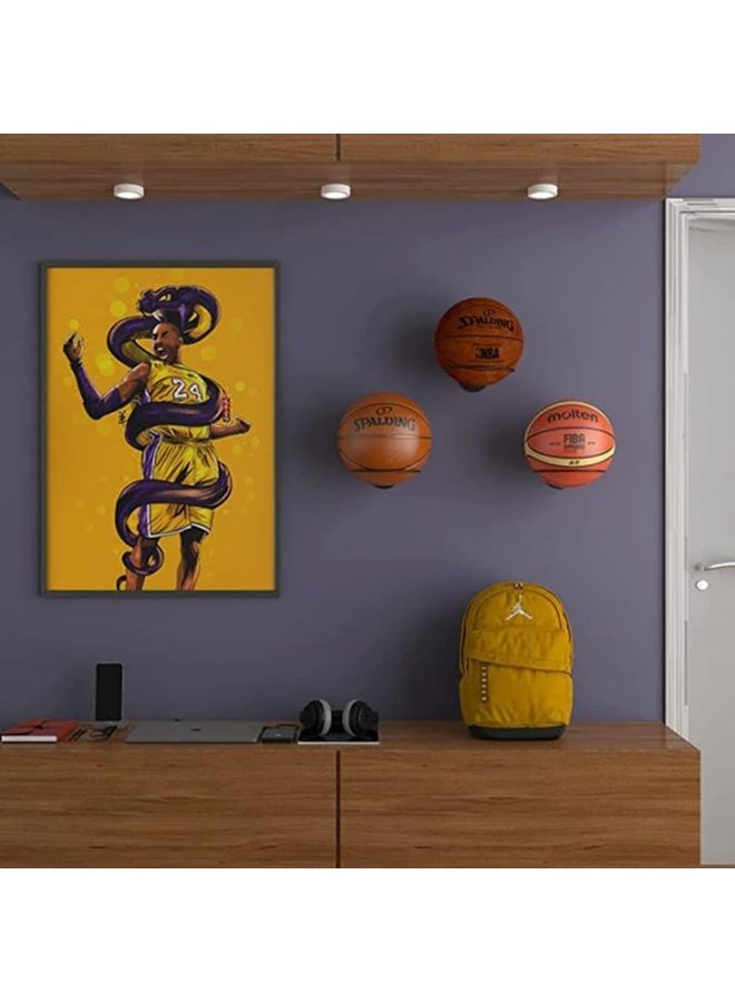 Black Heavy Duty Wall Mounted Basketball Football Rack 2pcs Vertical Storage Shelf - Image 3