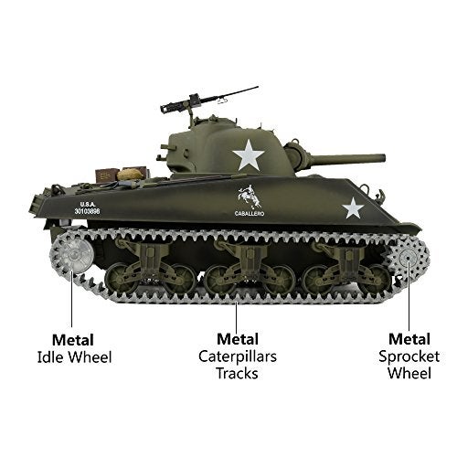 HENG LONG Modified TK70 Edition 116 24ghz Remote Control US M4A3 Sherman Tank Model360Degree Rotating TurretSteel Gear Gearbox3800mah BatteryMetal Tracks Sprocket Wheel Idle Wheel - Image 5