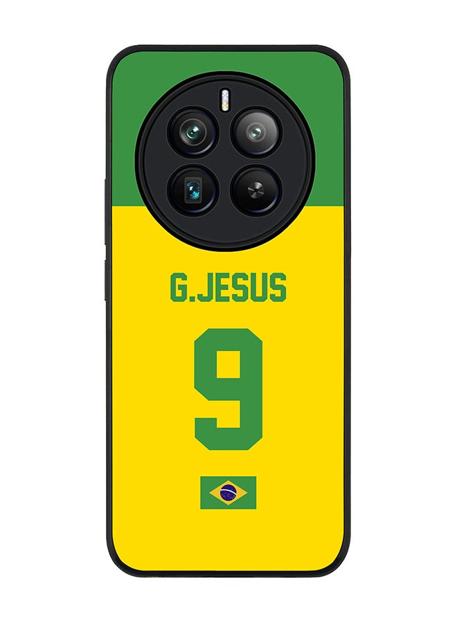 Stylizedd Rugged Black edge case for Realme 12 Pro / Realme 12 Pro Plus 5G, Slim fit Flexible Cover -  Football Team - Brazil, Player Name - G.Jesus - Image 1