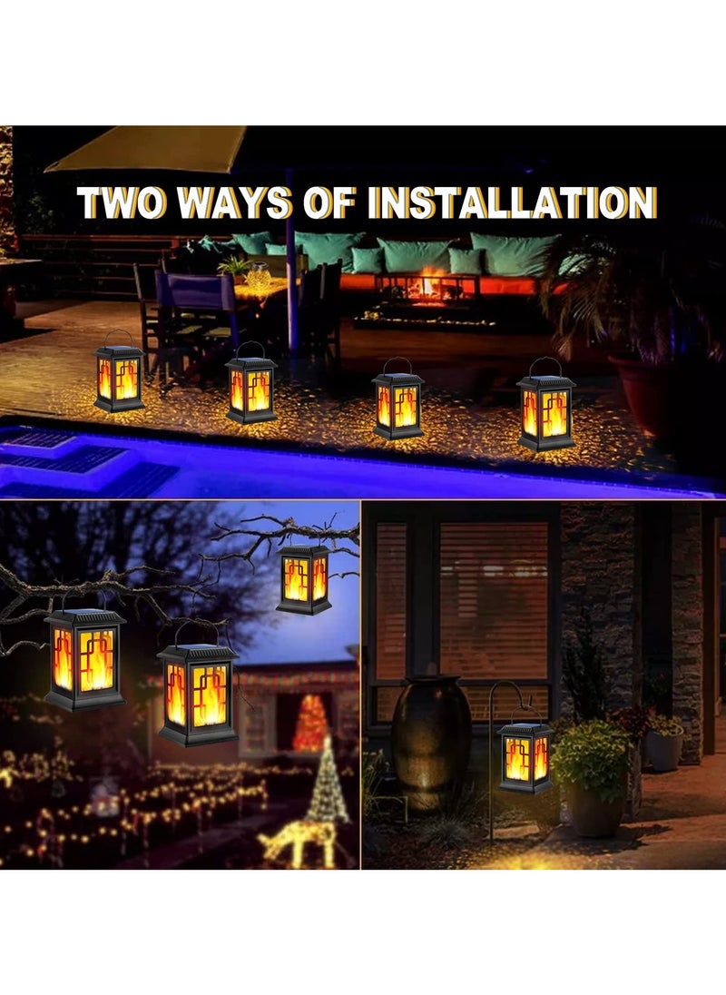 SYOSI - 2 Pack Solar Outdoor Lantern, Solar Candle Flickering Flame Hanging Lanterns, Garden Lanterns Solar Powered Flame Lights LED Lanterns Lights, for Patio Pathway Deck Yar - Image 1