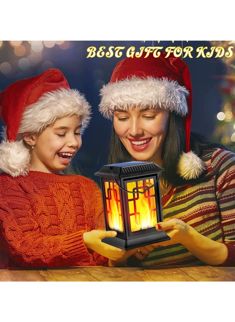 SYOSI - 2 Pack Solar Outdoor Lantern, Solar Candle Flickering Flame Hanging Lanterns, Garden Lanterns Solar Powered Flame Lights LED Lanterns Lights, for Patio Pathway Deck Yar - Image 1