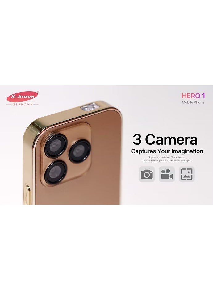 X-INOVA HERO1 الأسود بشاشة مدمجة 2.01"، تصميم نحيف 9.5 مم، مكبر صوت قوي، بطارية 1000 مللي أمبير، كاميرا 0.3 ميجابكسل، راديو FM – مثالي للاستخدام البسيط واليومي - Image 2