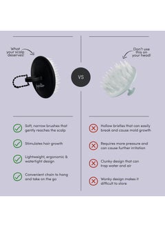 JUPITER Exfoliator Brush, for Removing Dandruff & Build-Up, Detangling Scrubber, for Wet or Dry Hair, Supports Circulation & Growth, for All Hair Types, Black  - Image 4