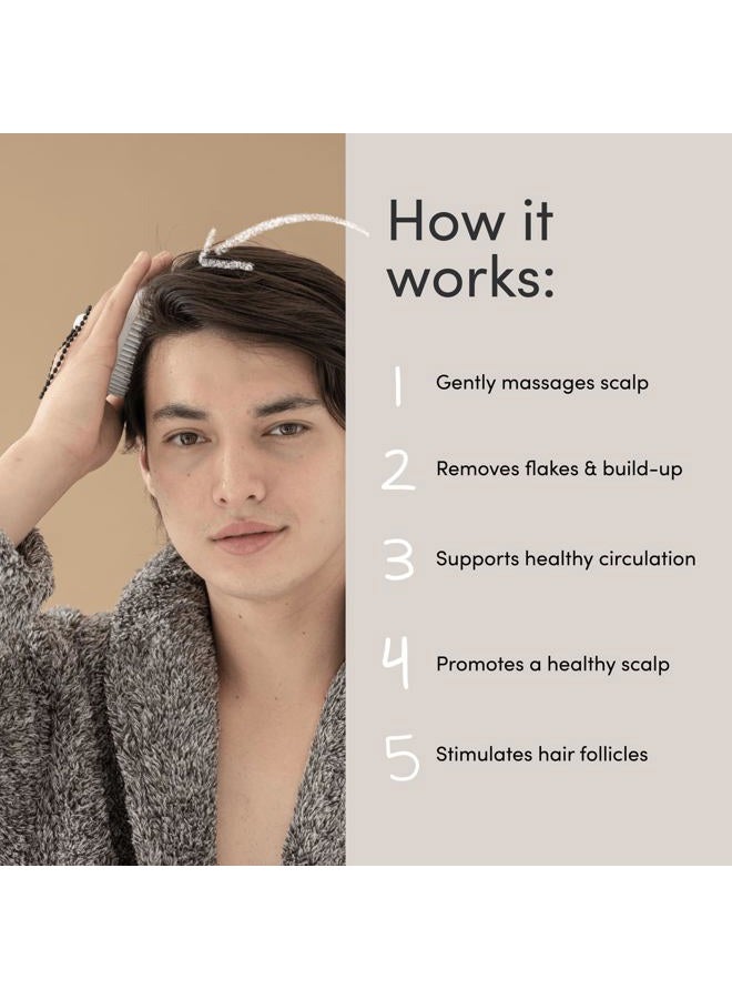 Jupiter Exfoliator Brush, for Removing Dandruff & Build-Up, Detangling Scrubber, for Wet or Dry Hair, Supports Circulation & Growth, for All Hair Types, Black - Image 3