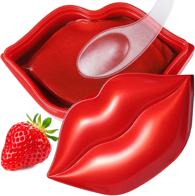 VEZE Lip Masks, Collagen Lip Mask 20 Pcs, Lip Mask for Dry Lips, Lip Masks Skincare, Crystal Lip Pads for Moisturizing, Anti-Wrinkle, Anti-Aging, Firms and Hydrates Lips Red - Image 1