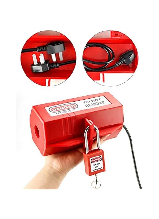 Arabest Plug Lockout Device, 220 Volt Power Cord Lockout, Electrical Outlets Plug Insulation Lock with Lockout Tagout, for Indoor Outdoor and Factory, 4 Pack  - Image 4