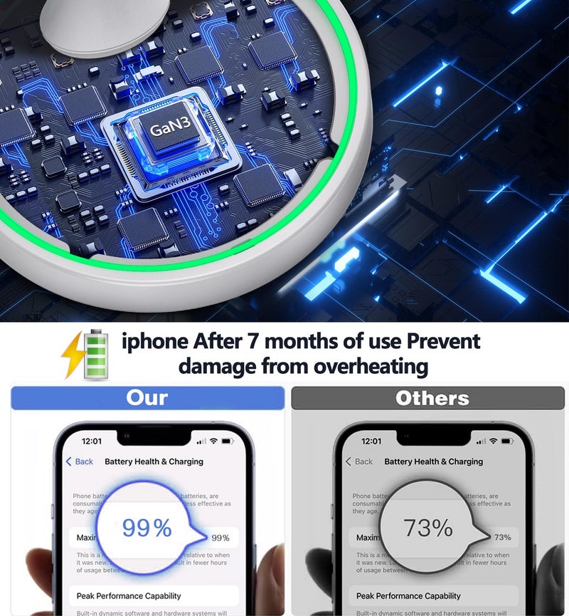 Voice-tank Magnetic Wireless Charger Stand 15W Fast Mag-Safe Charger for iPhone 17 /17 pro/ 17 Air/ 17 pro max 16/15/14/13/12 Series Magnet Wireless Charging Station/Pad with Sleep-Friendly Light for AirPods - Image 5
