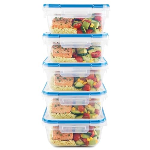 Snapware Total Solutions (5-Pack, 5.5 Cup) Plastic Food Storage Containers Set, Airtight & Leakproof Locking BPA-Free Lids Tupperware, Freezer Dishwasher Microwave Safe - Image 1