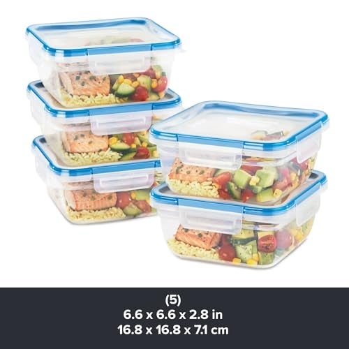 Snapware Total Solutions (5-Pack, 5.5 Cup) Plastic Food Storage Containers Set, Airtight & Leakproof Locking BPA-Free Lids Tupperware, Freezer Dishwasher Microwave Safe - Image 2