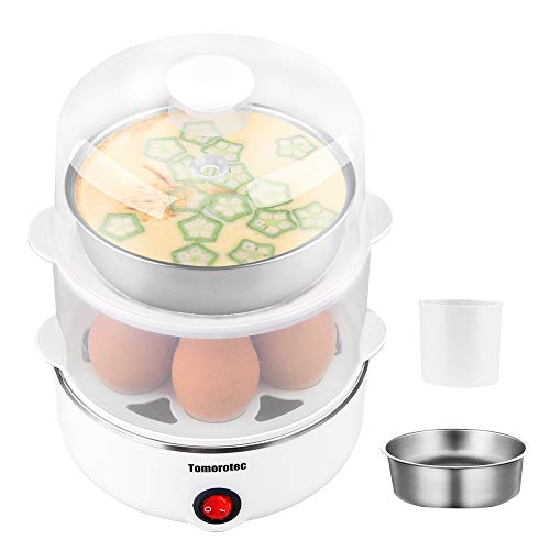 Tomorotec 2-tier Egg Cooker Large 14 Eggs Capacity, Tomorotec Electric Rapid Egg Maker, Auto Off for Hard Boiled Eggs, Poached Eggs, Steamed Vegetables, Seafood, Dumplings - Image 1