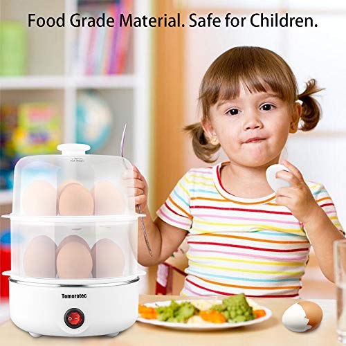 Tomorotec 2-tier Egg Cooker Large 14 Eggs Capacity, Tomorotec Electric Rapid Egg Maker, Auto Off for Hard Boiled Eggs, Poached Eggs, Steamed Vegetables, Seafood, Dumplings - Image 5