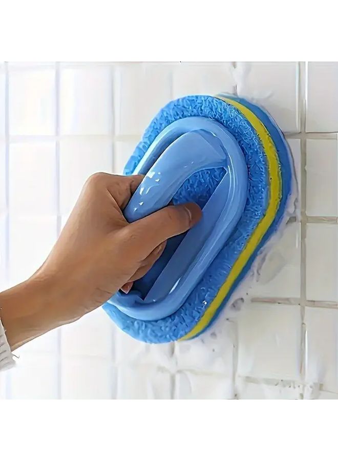 Blue Yellow Dual Layer Magic Cleaning Sponge Multi Surface Scrubber Indoor Outdoor Use - Image 2