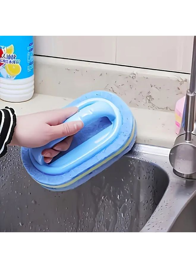 Blue Yellow Dual Layer Magic Cleaning Sponge Multi Surface Scrubber Indoor Outdoor Use - Image 3