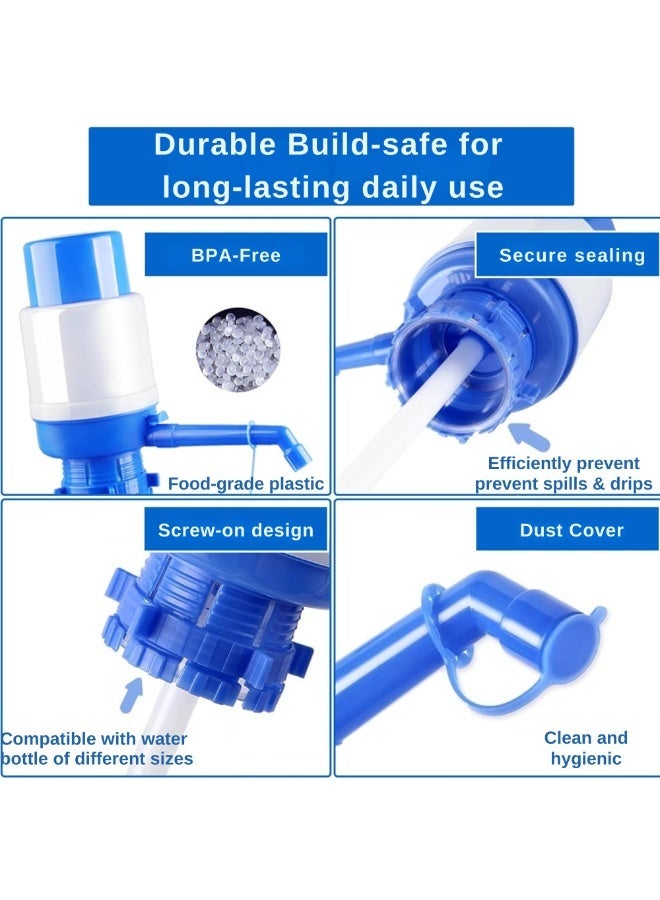 VIO Manual Water Bottle Pump Hand Press Dispenser Gallon Bottle Pump Universal Water Dispenser Drinking Water Pump Portable Water Pump For Home Office Garage Warehouse And Outdoor Use Water Cooler Pump Fits Most 2 To 6 Gallon Bottles Water Coolers Jars - Image 4