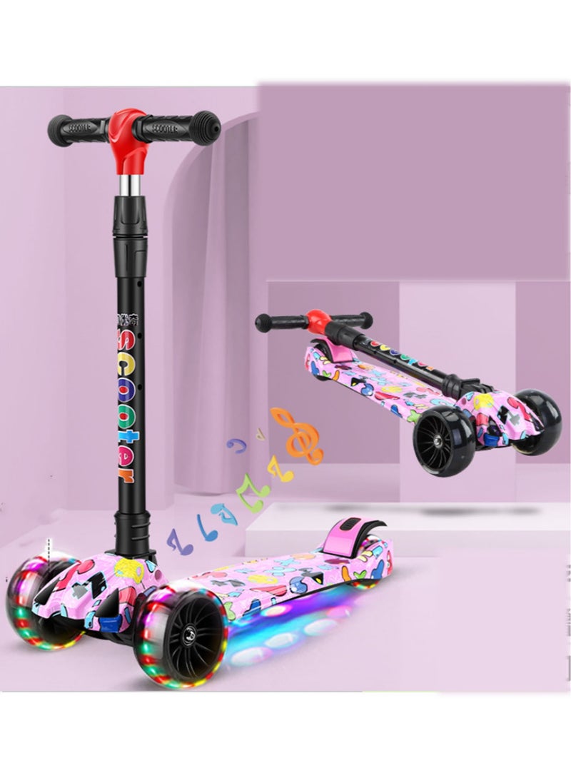 سكوتر قابل للتعديل للأطفال بثلاث عجلات وغير سامة مع عجلات مضيئة - Image 1