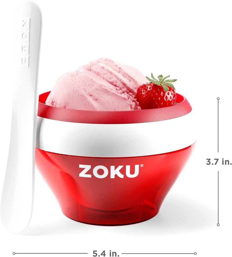 ZOKU Ice Cream Maker, Compact Make and Serve Bowl with Stainless Steel Freezer Core Creates Soft Serve, Frozen Yogurt, Ice Cream and More in Minutes, BPA-free, Red - Image 3