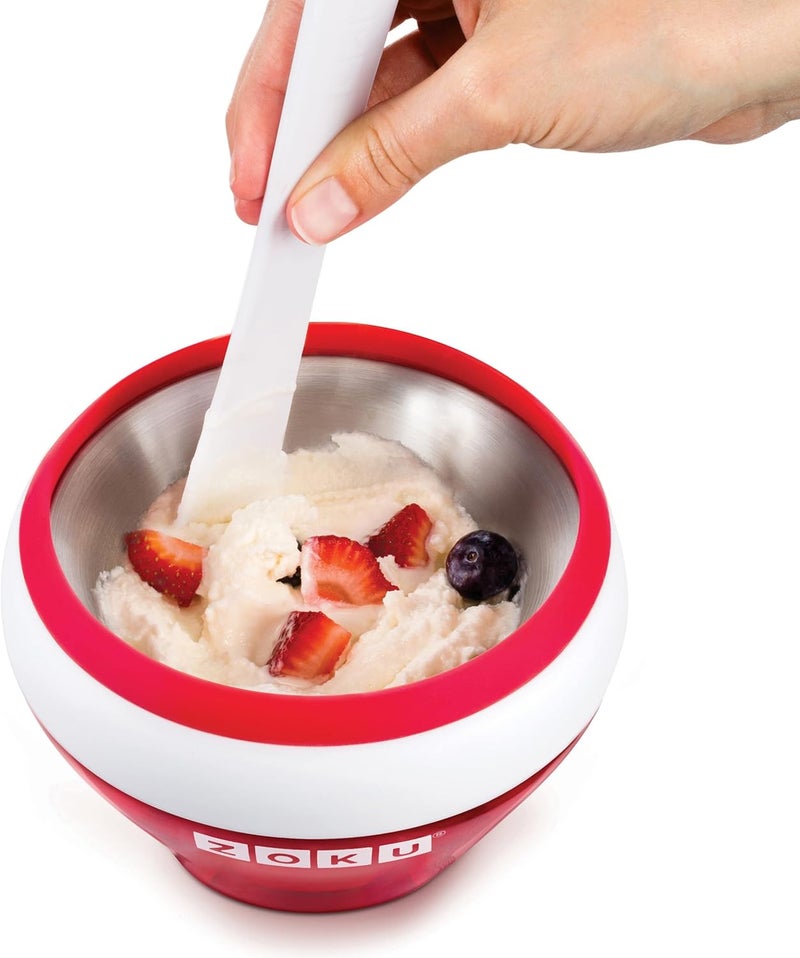 ZOKU Ice Cream Maker, Compact Make and Serve Bowl with Stainless Steel Freezer Core Creates Soft Serve, Frozen Yogurt, Ice Cream and More in Minutes, BPA-free, Red - Image 5