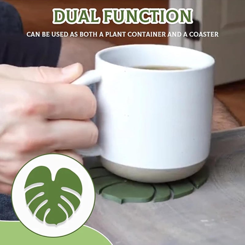 مجموعة أكواب صينية مغناطيسية على شكل ورقة باللون الخرزمي العسكري (4 أكواب صينية + قاعدة واحدة) - Image 2