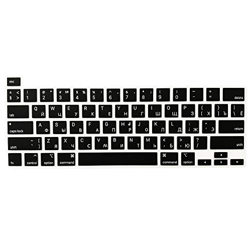 ProElife Ultra Thin Russian Keyboard Cover Skin for MacBook Pro 13 Inch 2022 2021 2020 (Apple M2 Chip/Apple M1 Chip A2338/A2289/A2251) and 2019 MacBook Pro 16 Inch (Model A2141) Protector (Black) - Image 1