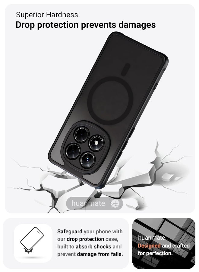 huanmate Xiaomi Redmi Note 14 Pro 5G MagSafe Case Black- High Quality Strong Magnet, Wireless Charging Compatible, Shockproof Protection, Ultra Slim Anti-Scratch Magnetic Cover for Xiaomi Redmi Note 14 Pro 5G - Image 4